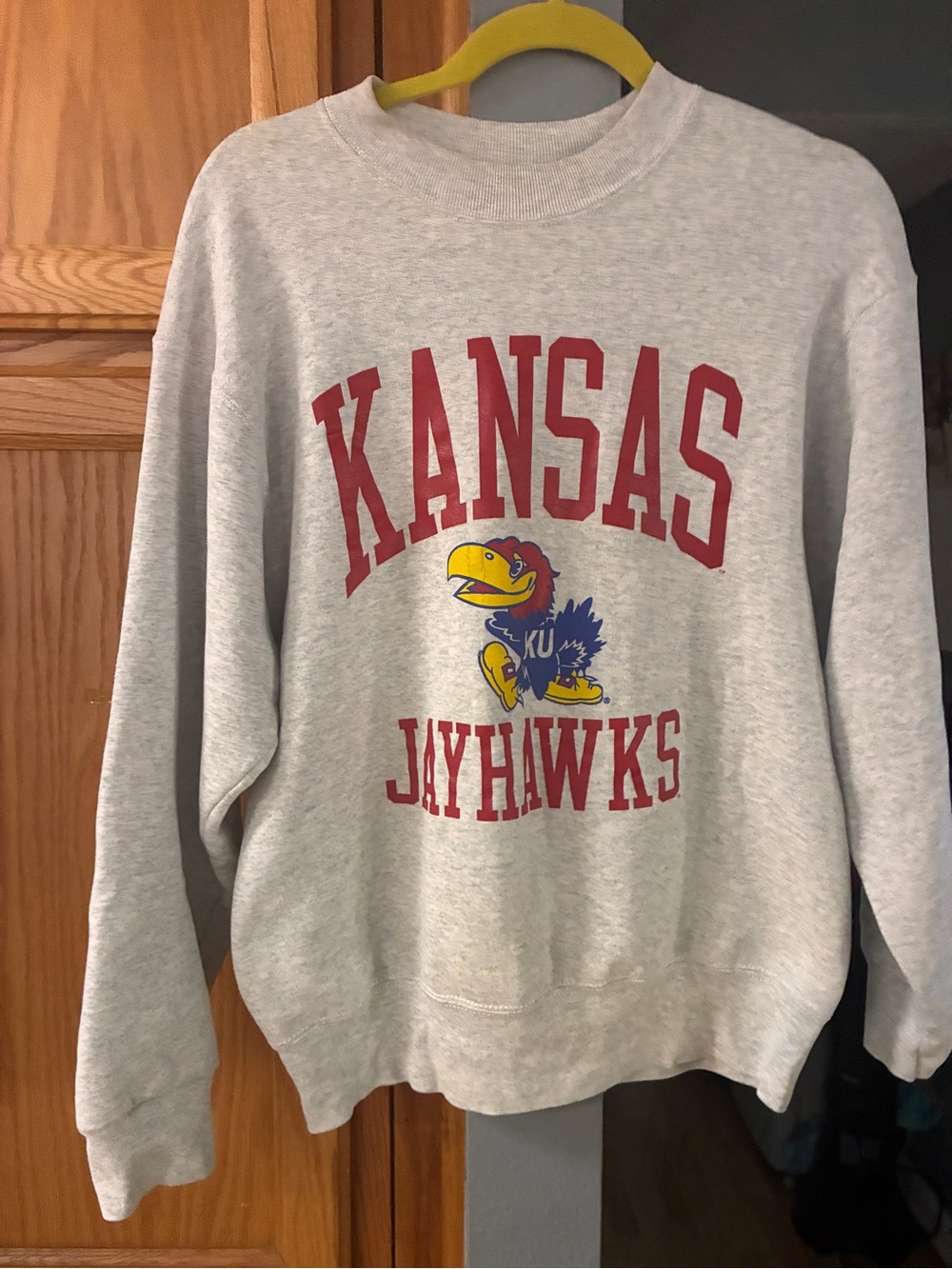 Vintage Kansas Jayhawks Heather Gray Crewneck Sweatshirt L